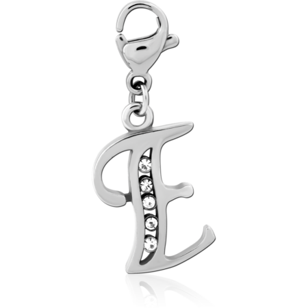 SURGICAL STEEL JEWELED CHARM WITH LOBSTER LOCKER