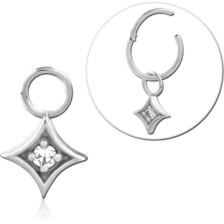 STERLING SILVER 925 JEWELED SLIDING CHARM FOR HINGED SEGMENT RING