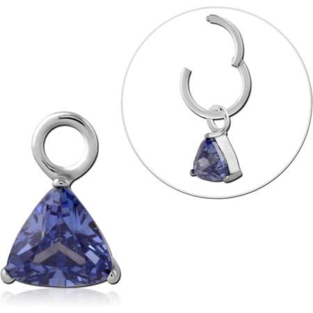 14K WHITE GOLD CHARM TRIANGLE GEM DANGLE WITH JUMP RING