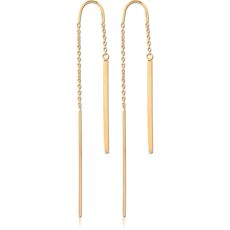 GOLD PVD COATED SURGICAL STEEL CHAIN EARRINGS PAIR - HANGING BARS