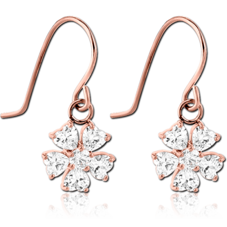 ROSE GOLD PVD COATED SURGICAL STEEL JEWELED EARRINGS - FLOWER