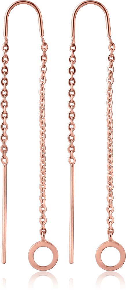 ROSE GOLD PVD COATED SURGICAL STEEL CHAIN EARRINGS PAIR - HOOP