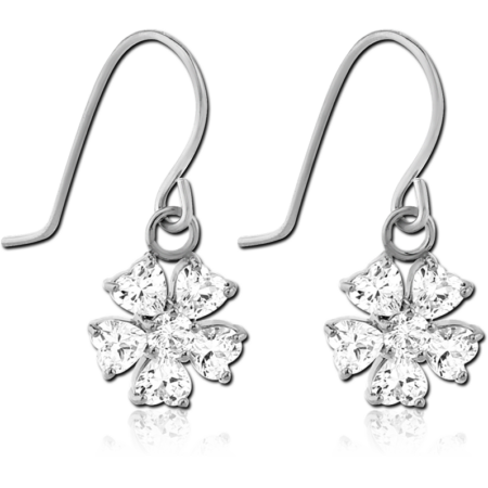 SURGICAL STEEL JEWELED EARRINGS - FLOWER