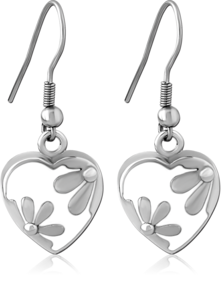 SURGICAL STEEL EARRINGS WITH ENAMEL - HEART WITH FLOWERS
