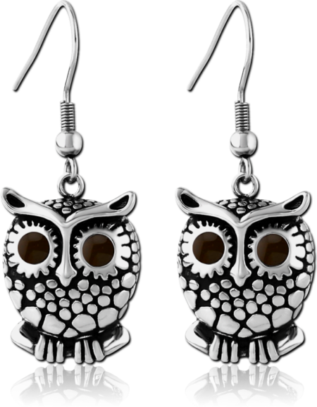 SURGICAL STEEL EARRINGS WITH ENAMEL - OWL