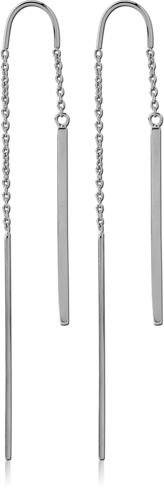 SURGICAL STEEL CHAIN EARRINGS PAIR - HANGING BARS