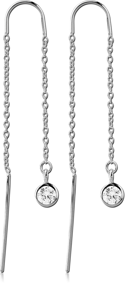 STERLING SILVER 925 CHAIN EARRINGS PAIR - CIRCLE