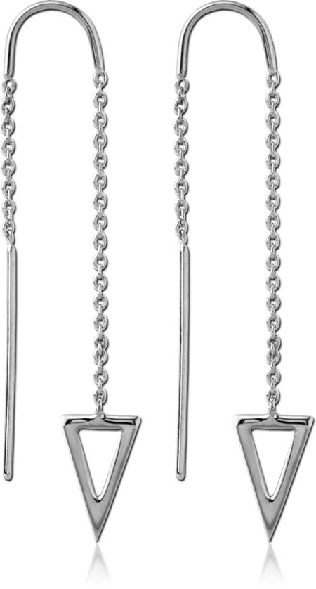 STERLING SILVER 925 CHAIN EARRINGS PAIR - TRIANGLE