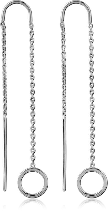 STERLING SILVER 925 CHAIN EARRINGS PAIR - HOOP