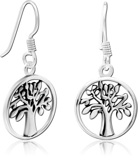 STERLING SILVER 925 EARRINGS PAIR - TREE OF LIFE