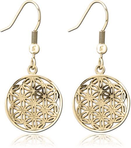 ZIRCON GOLD PVD COATED SURGICAL STEEL EARRINGS PAIR - FILIGREE