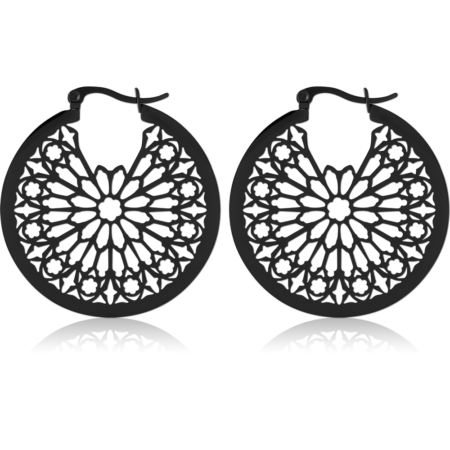 BLACK PVD COATED SURGICAL STEEL HOOP EARRINGS