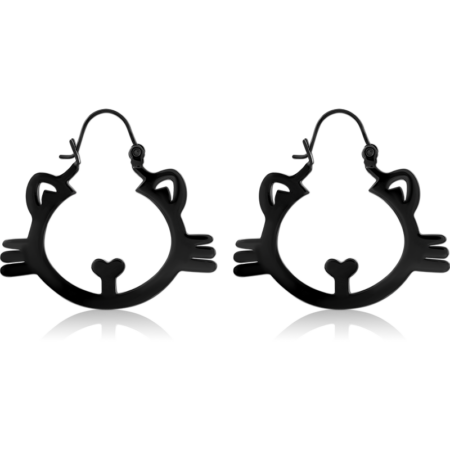 BLACK PVD COATED SURGICAL STEEL HOOP EARRINGS PAIR