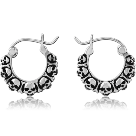 SURGICAL STEEL HOOP EARRINGS - SKULL