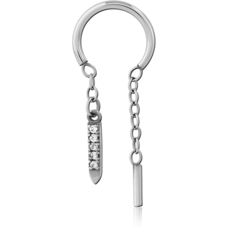 SURGICAL STEEL JEWELED MULTI PURPOSE RING WITH DANGLING DESIGNS