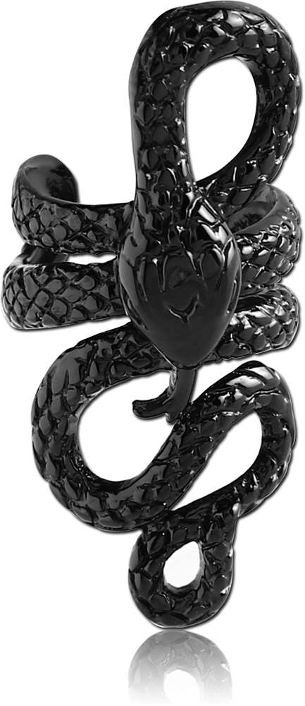 BLACK PVD COATED SURGICAL STEEL EAR CUFF - SNAKE