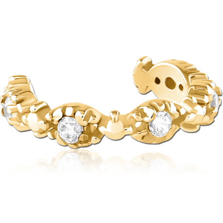 GOLD PVD 18K COATED SURGICAL STEEL JEWELED EAR CUFF