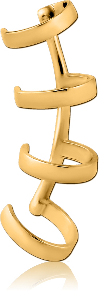 GOLD PVD COATED SURGICAL STEEL EAR CUFF - FOUR STRIPES