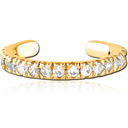 GOLD PVD COATED SURGICAL STEEL JEWELED EAR CUFF