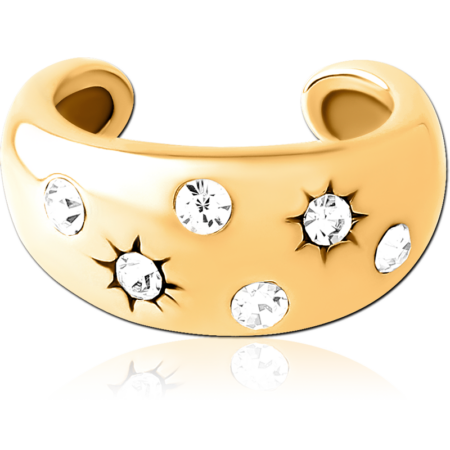 GOLD PVD COATED SURGICAL STEEL JEWELED EAR CUFF