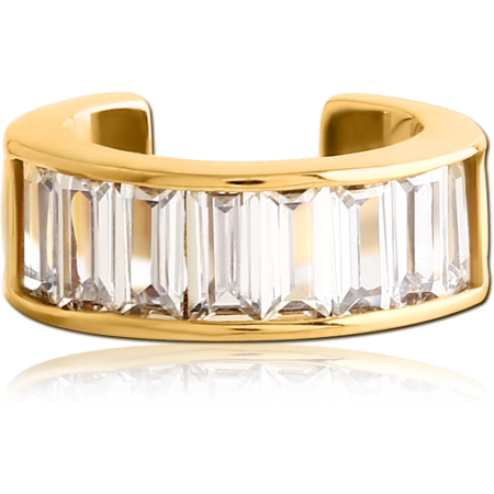 GOLD PVD COATED SURGICAL STEEL JEWELED EAR CUFF