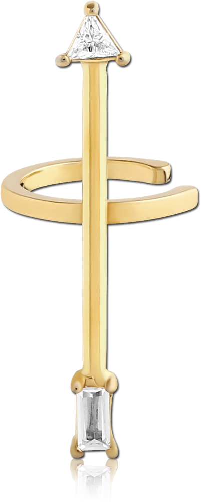 GOLD PVD COATED SURGICAL STEEL JEWELED EAR CUFF