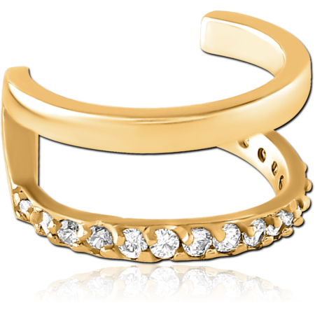 GOLD PVD COATED SURGICAL STEEL JEWELED EAR CUFF