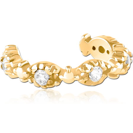 GOLD PVD COATED SURGICAL STEEL JEWELED EAR CUFF