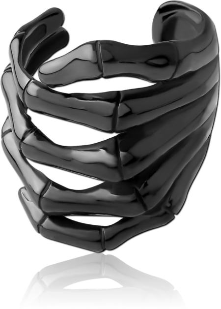 HEMETITE PVD COATED SURGICAL STEEL EAR CUFF - SKELETON HAND