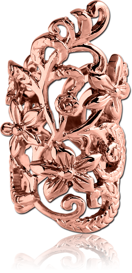 ROSE GOLD PVD COATDD SURGICAL STEEL EAR CUFF - FLOWERS AND LEAFS