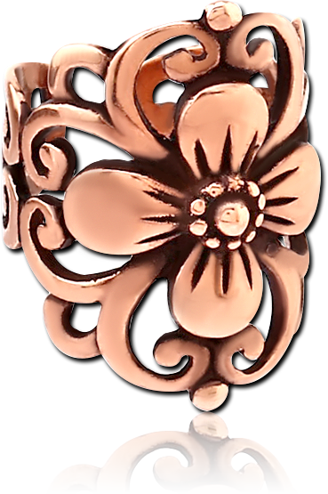 ROSE GOLD PVD COATED  SURGICAL STEEL EAR CUFF - FANCY FLOWER