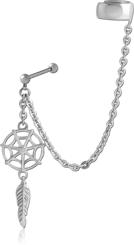 SURGICAL STEEL EAR CUFF CHAIN WITH DREAM CHATCHER