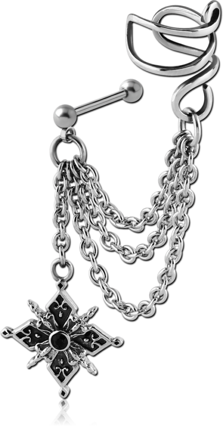 SURGICAL STEEL JEWELED EAR CUFF - NORTH STAR