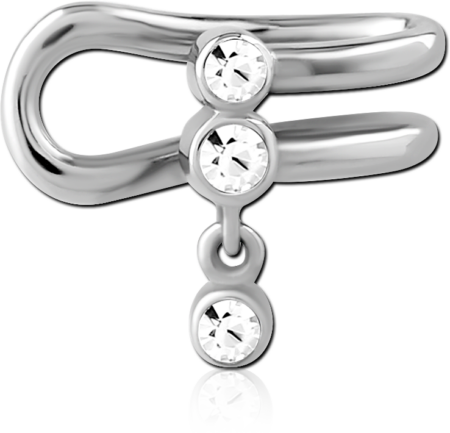 SURGICAL STEEL JEWELS EAR CLIPS - TRIPLE ROUND JEWELS