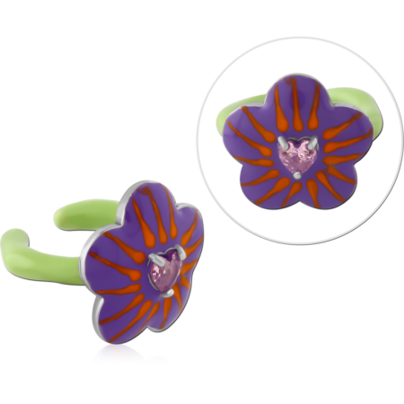 STERLING SILVER 925 JEWELED EAR CUFF-FLOWER