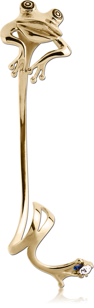 ZIRCON GOLD PVD COATED SURGICAL STEEL JEWELED EAR CUFF