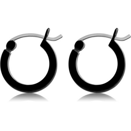BLACK PVD COATED SURGICAL STEEL SQUARE WIRE EAR HOOPS PAIR