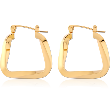GOLD PVD 18K COATED SURGICAL STEEL WIRE HOOP EARRINGS