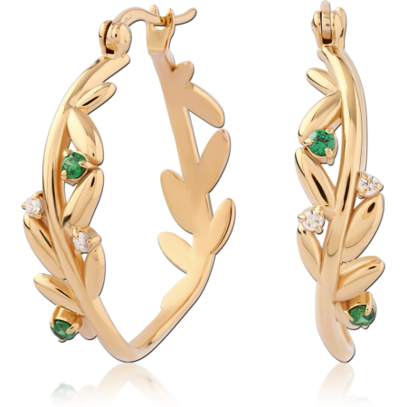 STERLING SILVER 925 18K GOLD PLATED JEWELED WIRE HOOP EARRINGS