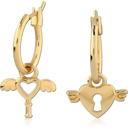 STERLING SILVER 925 GOLD PLATED 18K JEWELED WIRE HOOP EARRINGS