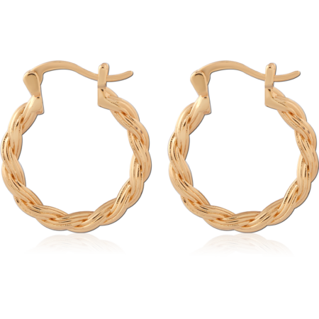 STERLING SILVER 925 GOLD PLATED 18K JEWELED WIRE HOOP EARRINGS