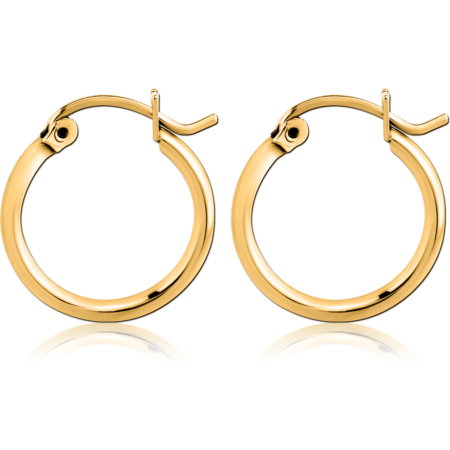 GOLD PVD COATED SURGICAL STEEL ROUND WIRE EAR HOOPS PAIR