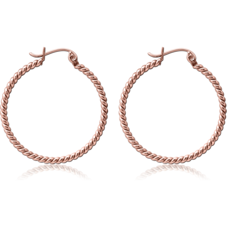 ROSE GOLD PVD COATED SURGICAL STEEL TWISTED WIRE EARRINGS