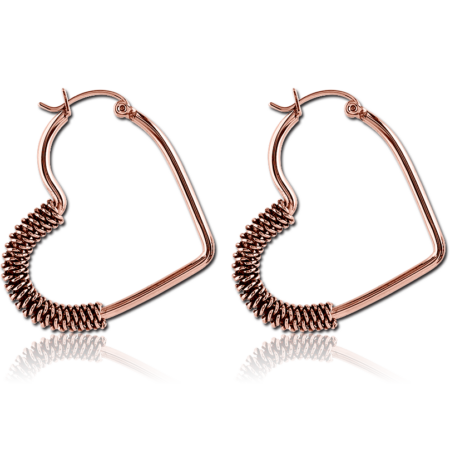 ROSE GOLD PVD COATED SURGICAL STEEL WIRE HOOP EARRINGS