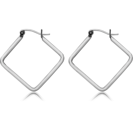 SURGICAL STEEL WIRE HOOP EARRINGS - RHOMBUS