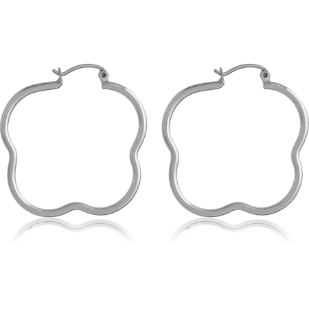 SURGICAL STEEL WIRE HOOP EARRINGS - FLOWER