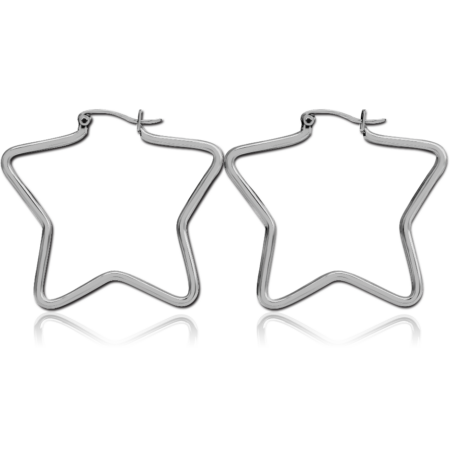 SURGICAL STEEL WIRE HOOP EARRINGS - STAR