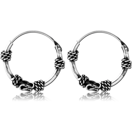 STERLING SILVER 925 HOOP EARRINGS - BALI DESIGN