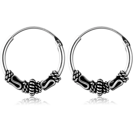 STERLING SILVER 925 HOOP EARRINGS - BALI DESIGN