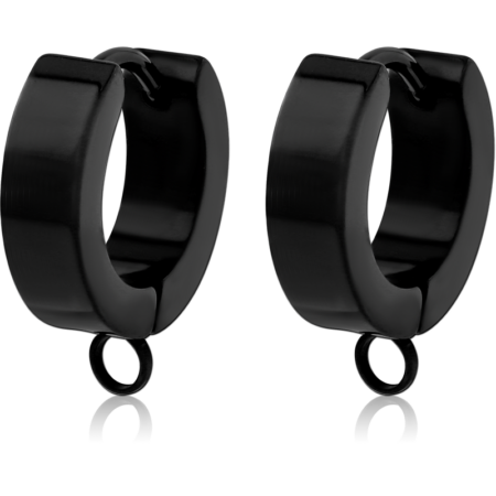 BLACK PVD COATED STAINLESS STEEL HUGGIES PAIR WITH HORIZONTAL HOOP